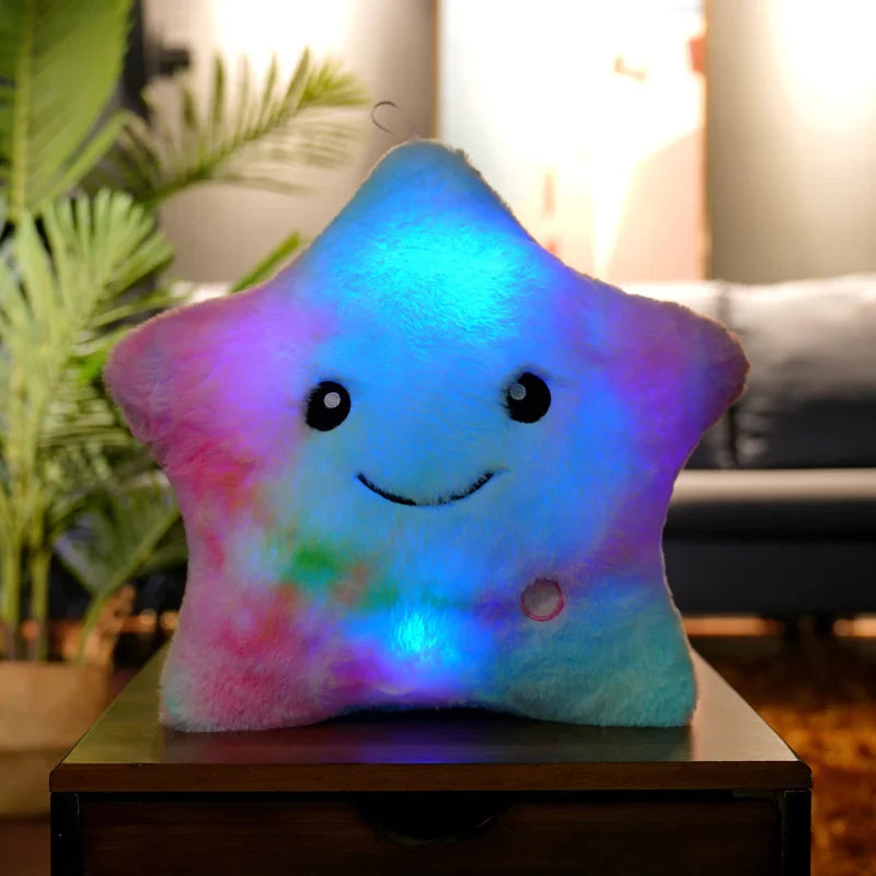 Colorful Glowing LED Star Pillow by Plushy Planet