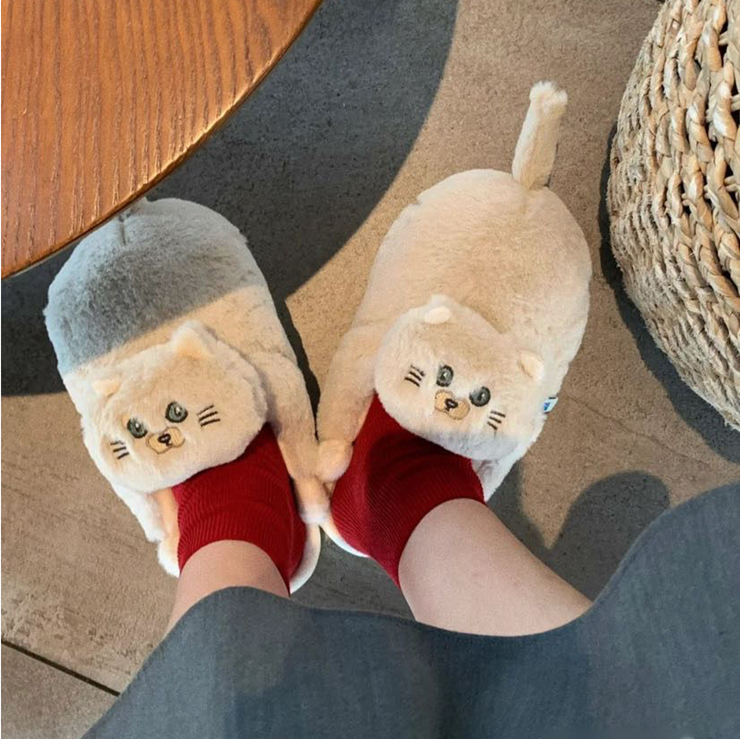 Nora - Cozy Winter Cat Anime Slippers by Plushy Planet