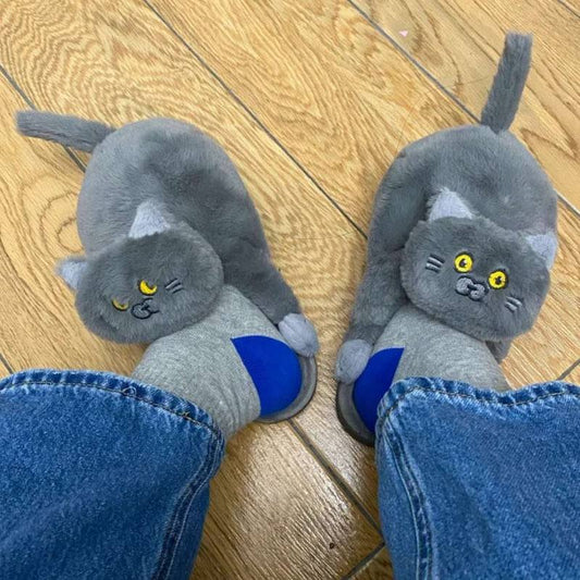 Cozy and Stylish Winter Cat Slippers by Plushy Planet