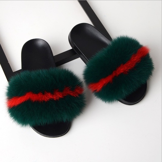 Cozy Faux Fox Fur Slides by Plushy Planet