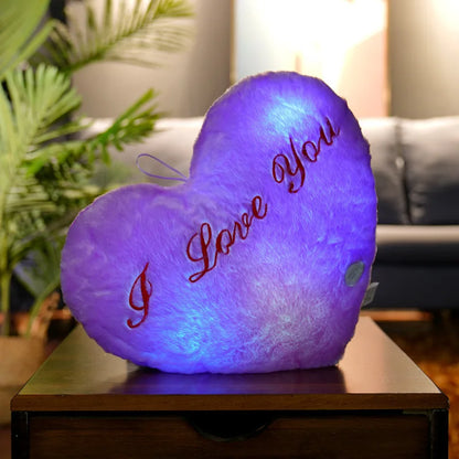 Glowing Heart-Shape Luminous Pillow: Valentine's Gift by Plushy Planet