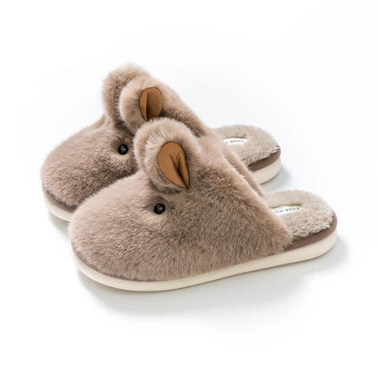 Cozy Cartoon Rabbit Fur Slippers by Plushy Planet