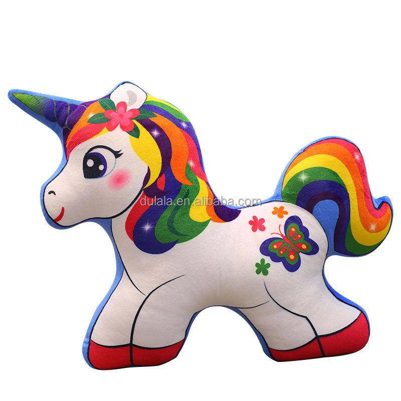 Cute Double-Sided Unicorn Pillow Toy by Plushy Planet