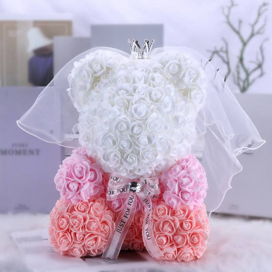 Exquisite Foam Rose Bear Collection by Plushy Planet