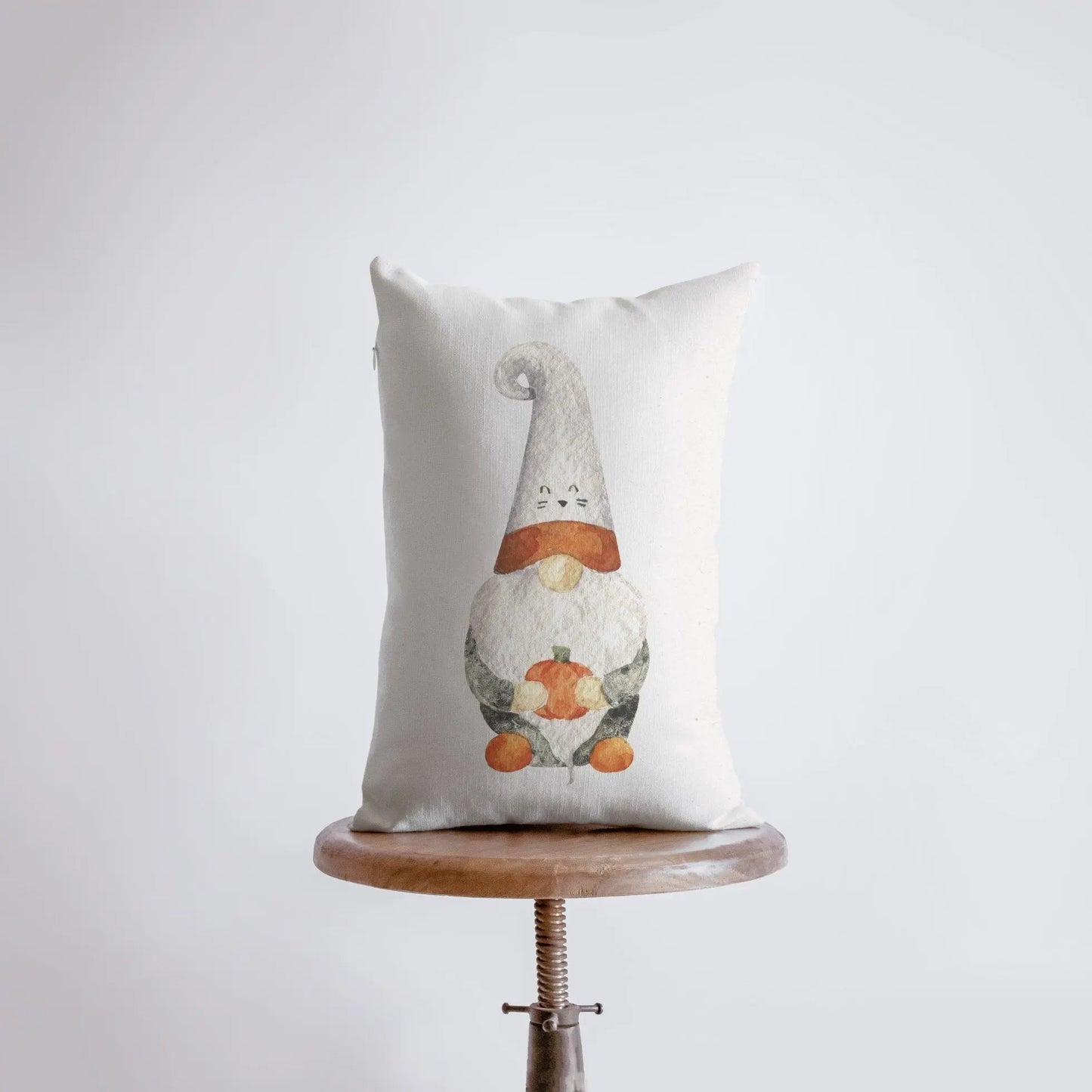 Halloween Gnome with Kitty Hat Throw Pillow