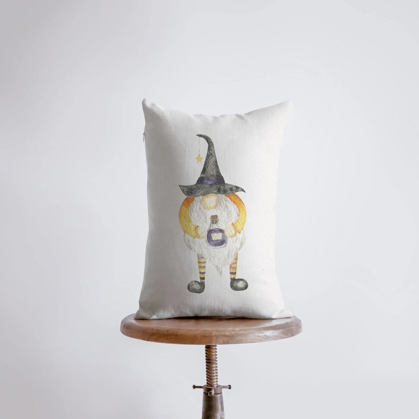 Halloween Gnome with Witch Hat Throw Pillow