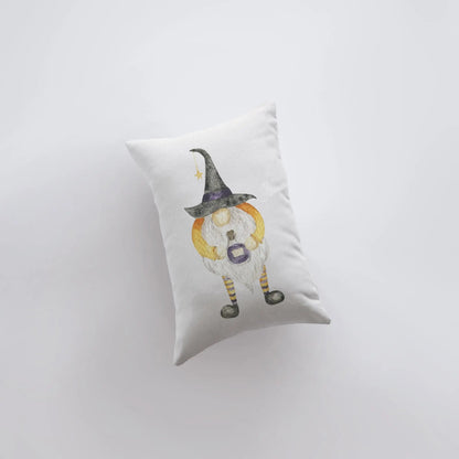 Halloween Gnome with Witch Hat Throw Pillow