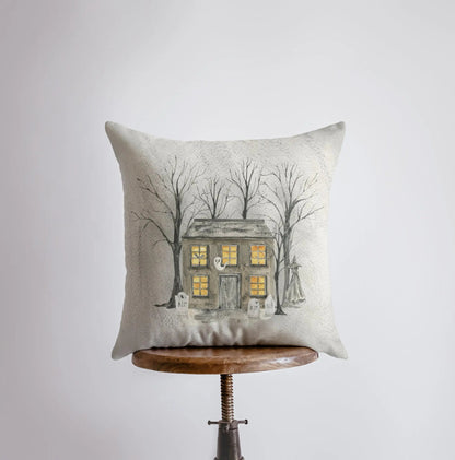 Halloween Spooky House Throw Pillow