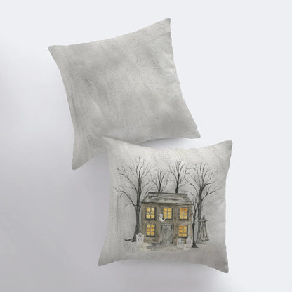 Halloween Spooky House Throw Pillow