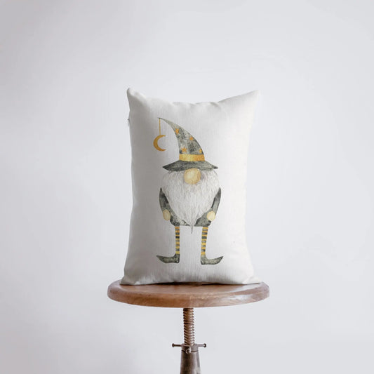 Halloween Tall Gnome with Wizard Hat Throw Pillow