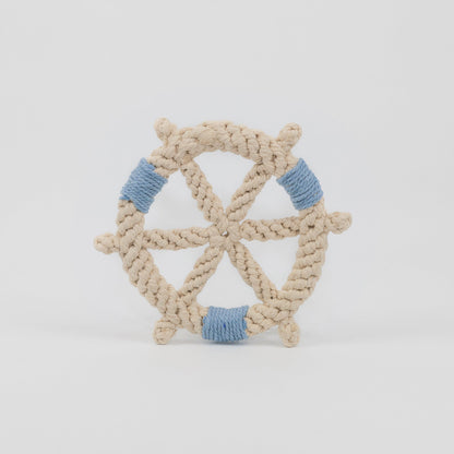 Colorful Steering Wheel Series Cotton Rope Woven Pet Toy - Front View. Durable and fun, perfect for chewing and playing. 