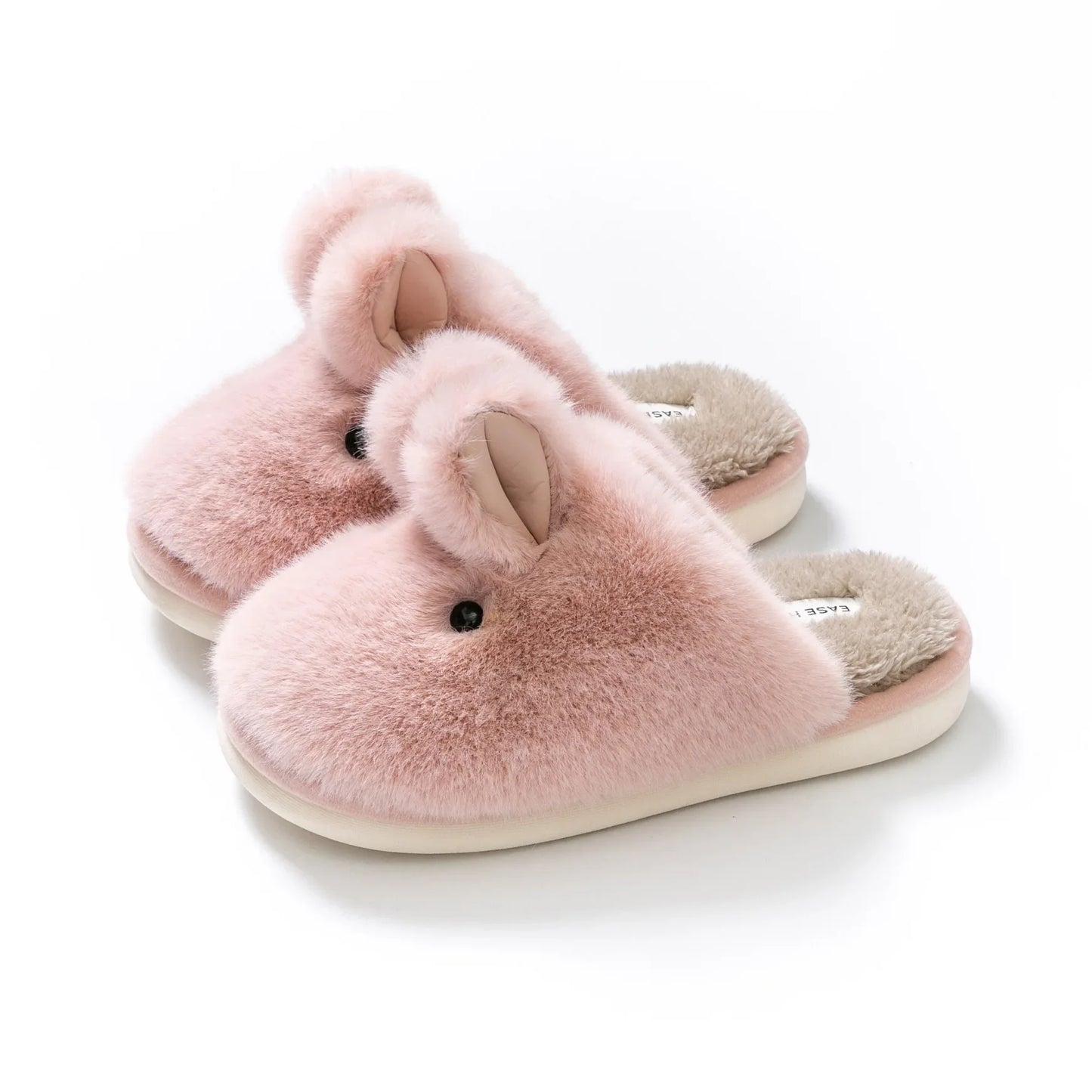 Cozy Cartoon Rabbit Fur Slippers by Plushy Planet