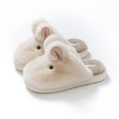 Cozy Cartoon Rabbit Fur Slippers by Plushy Planet