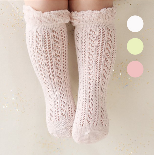 Breathable High Knee Cotton Baby Socks by Plushy Planet