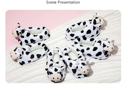 Penelope - Cozy Milk Cow Fluffy Slippers by Plushy Planet