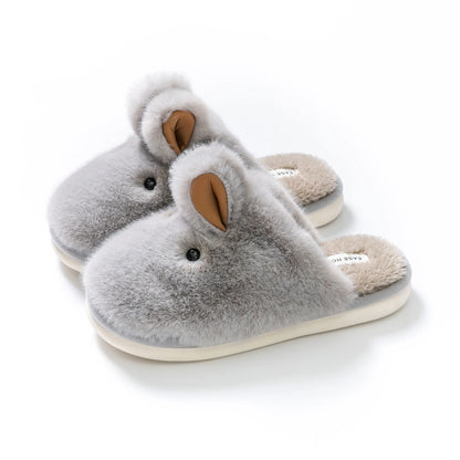 Cozy Cartoon Rabbit Fur Slippers by Plushy Planet