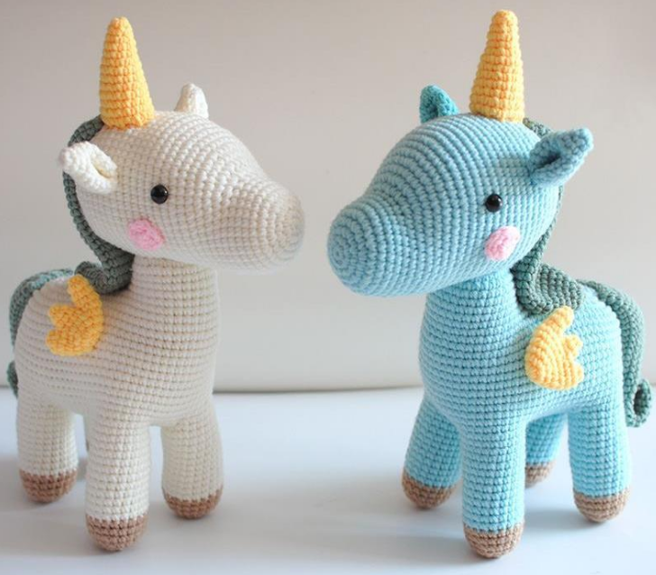 Handmade Cotton Unicorn Doll Crochet by Plushy Planet