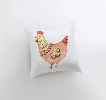 Peach Hen Throw Pillow