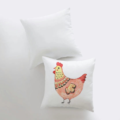 Peach Hen Throw Pillow