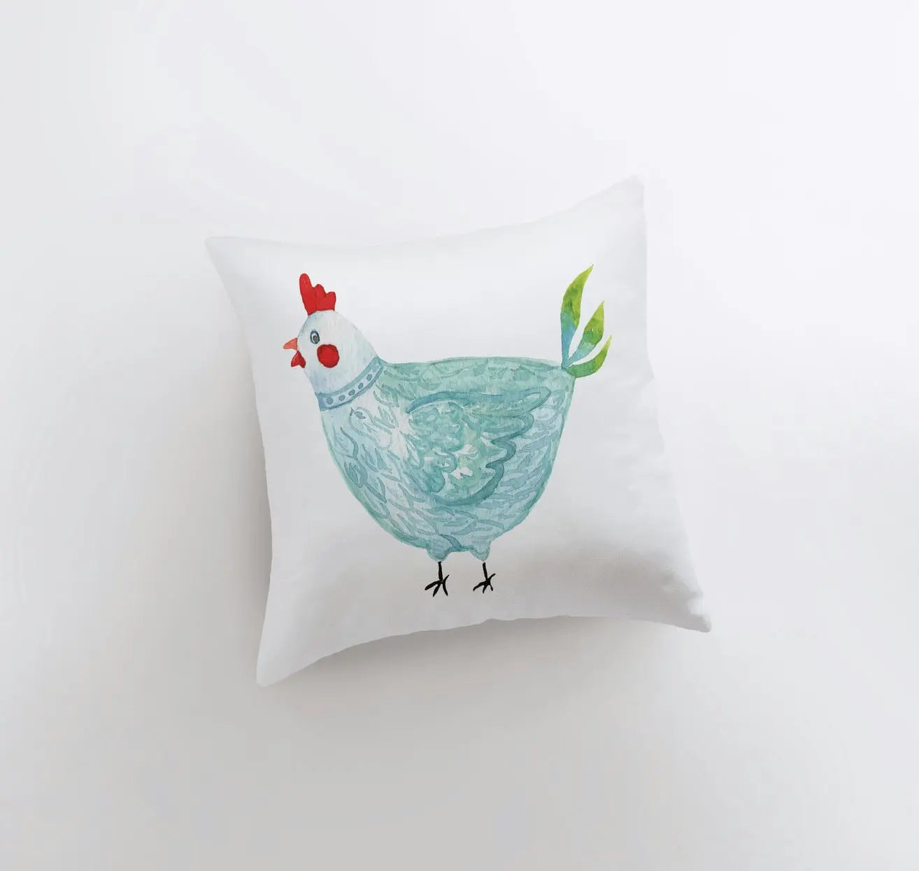 Hen Turquoise Throw Pillow