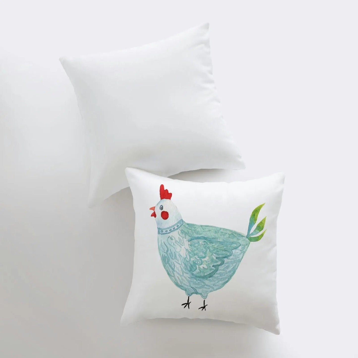 Hen Turquoise Throw Pillow