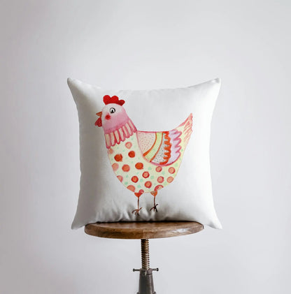 Hen Yellow Throw Pillow