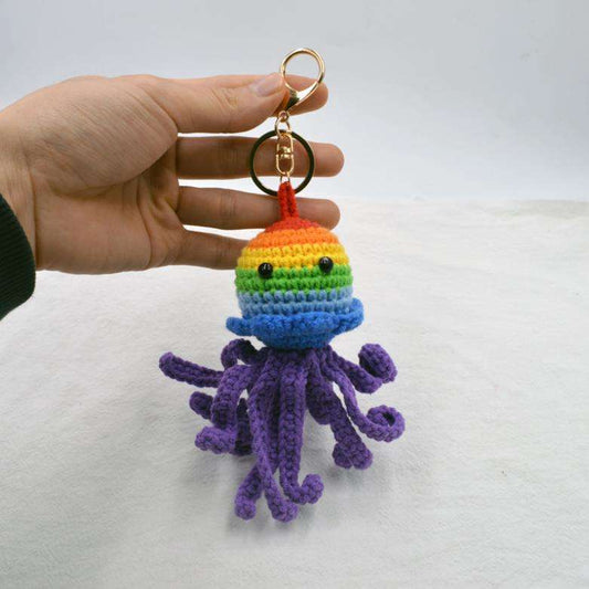 Colorful Octopus Doll, Crochet Keychain by Plushy Planet