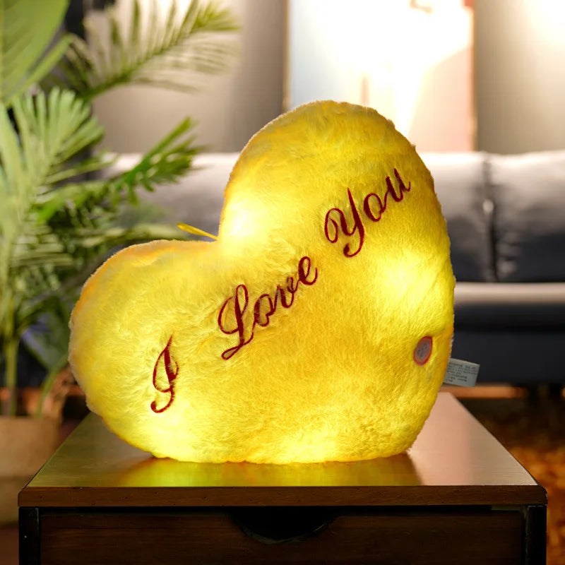 Glowing Heart-Shape Luminous Pillow: Valentine's Gift by Plushy Planet