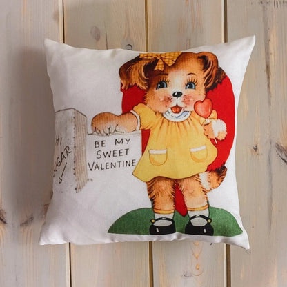 Hi Sugar Be my Vintage Valentines Throw Pillow