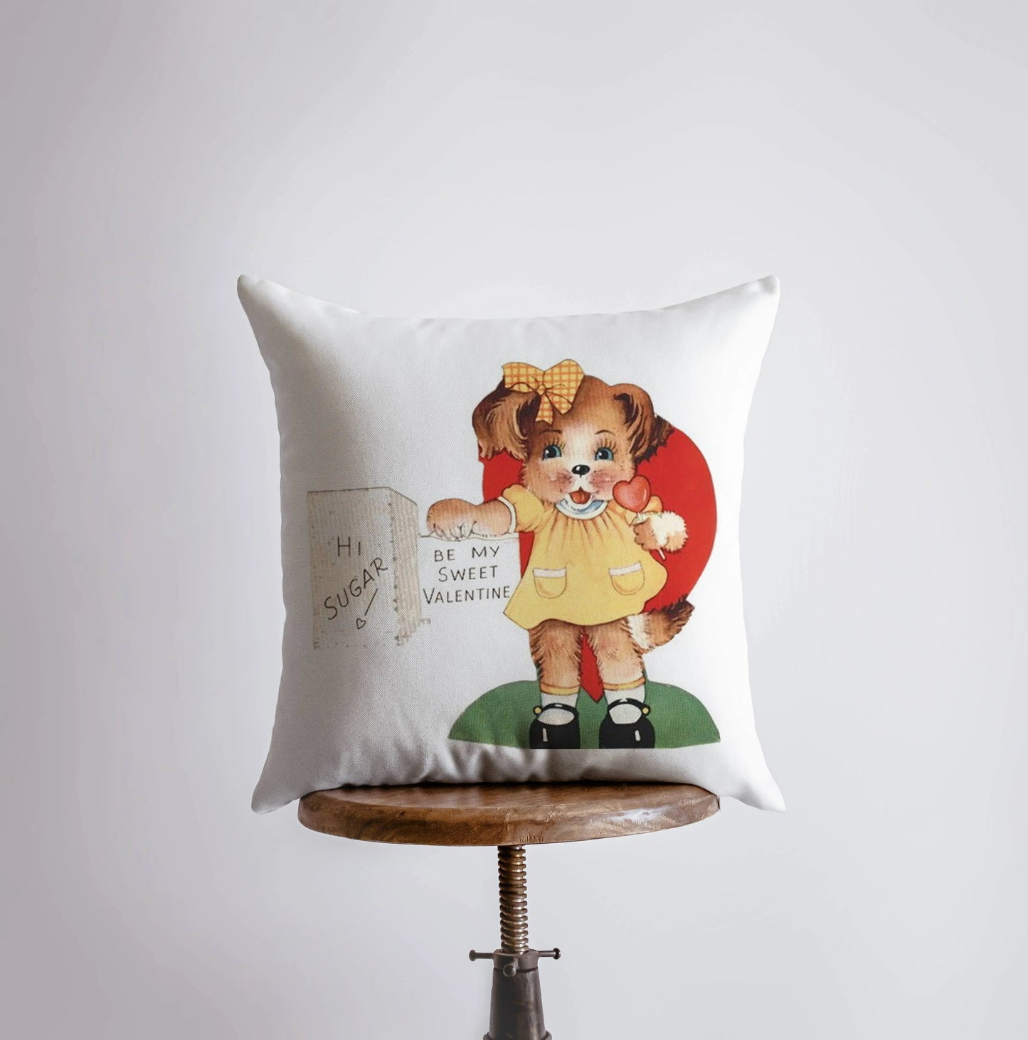 Hi Sugar Be my Vintage Valentines Throw Pillow