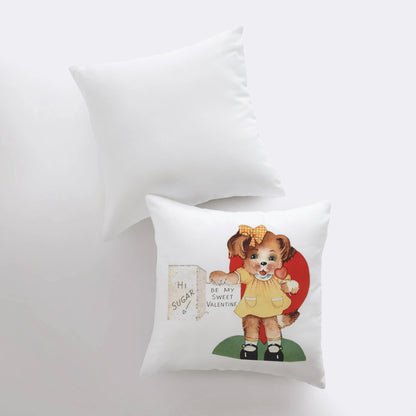 Hi Sugar Be my Vintage Valentines Throw Pillow