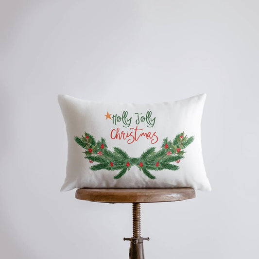 Holly Jolly Christmas with Garland Throw Pillow