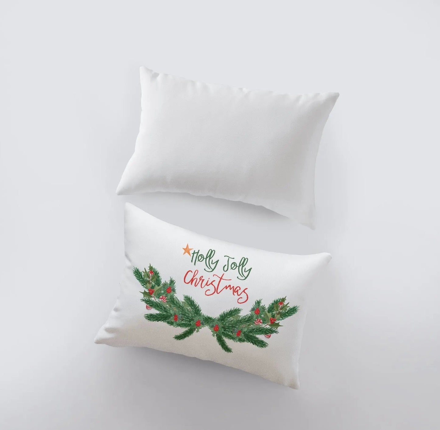 Holly Jolly Christmas with Garland Throw Pillow