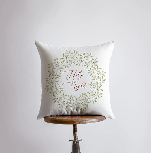 Holy Night Leaf Wreath Throw Pillow