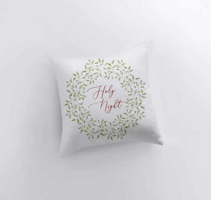 Holy Night Leaf Wreath Throw Pillow