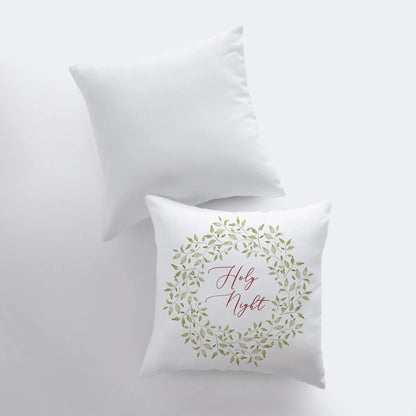 Holy Night Leaf Wreath Throw Pillow