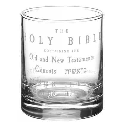 HOLY BIBLE Whiskey Glass by Lumengrave