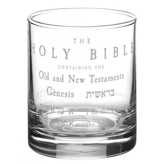 HOLY BIBLE Whiskey Glass by Lumengrave