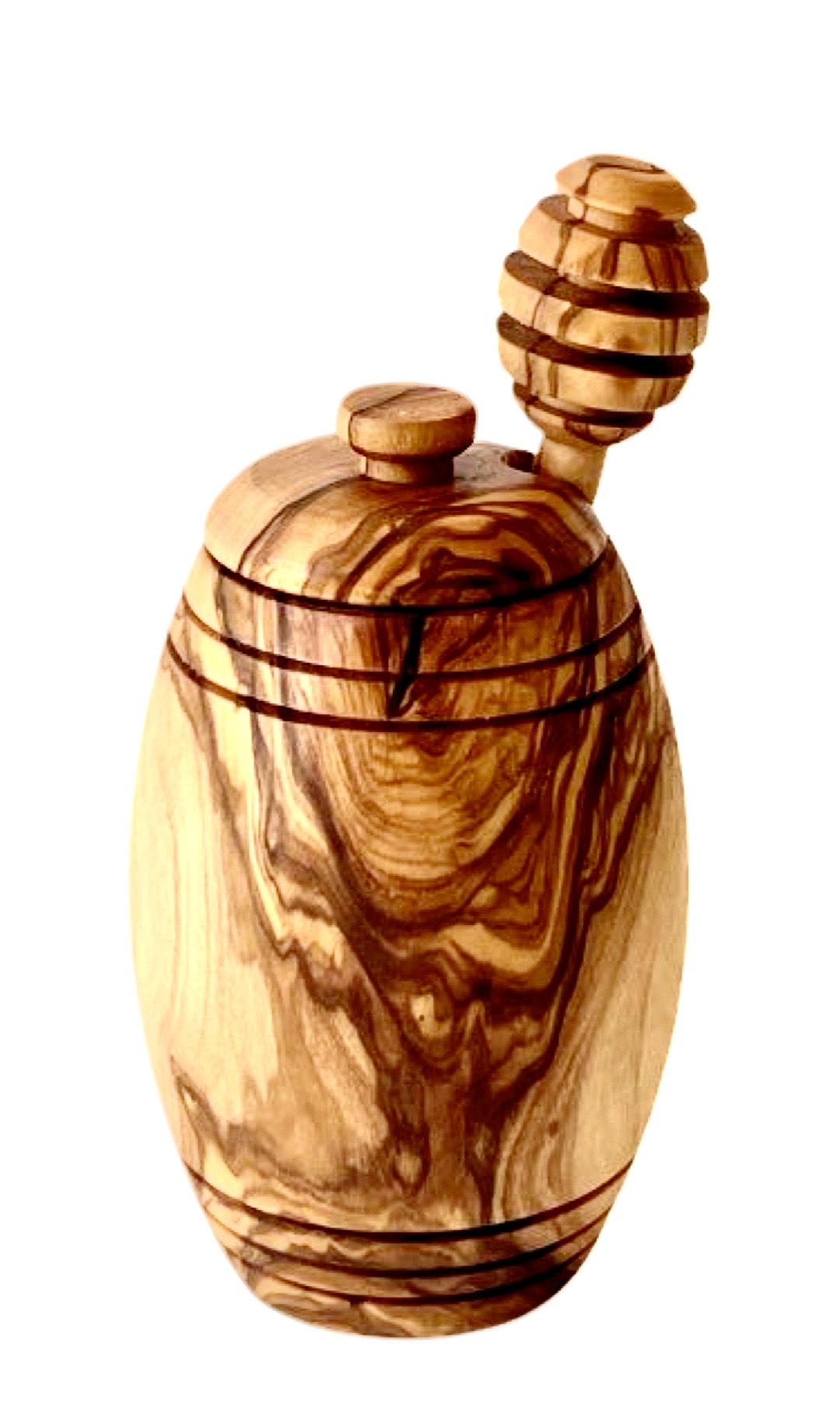 Olive Wood Honey Pot w/Honey Dipper by Choixe