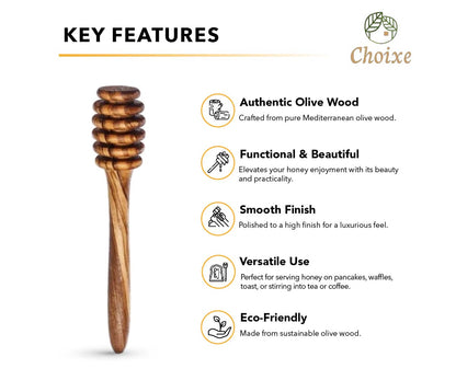 Olive Wood Honey Spoon by Choixe