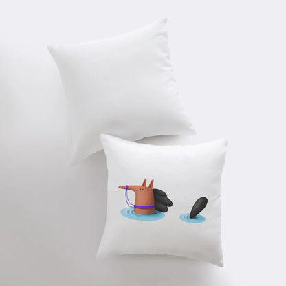 Horse Swimming Throw Pillow