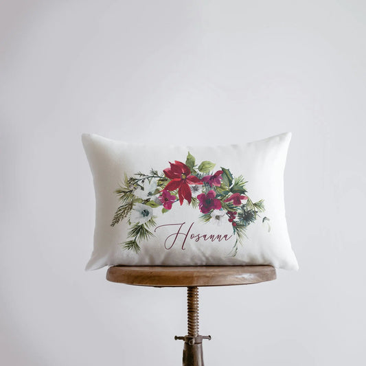 Hosanna Christmas Poinsettia Throw Pillow