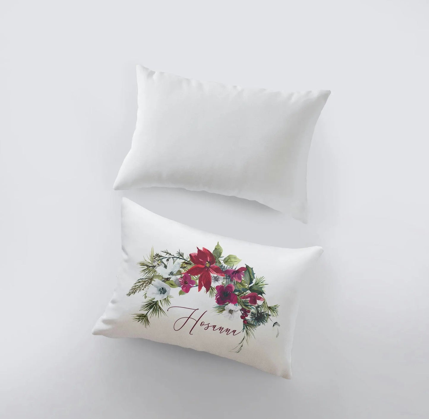 Hosanna Christmas Poinsettia Throw Pillow