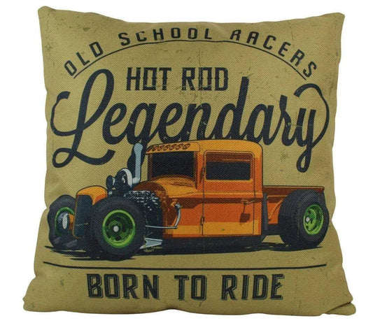 Hot Rod Roadster Orange Throw Pillow