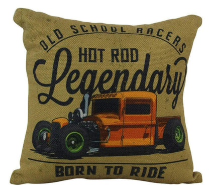 Hot Rod Roadster Orange Throw Pillow