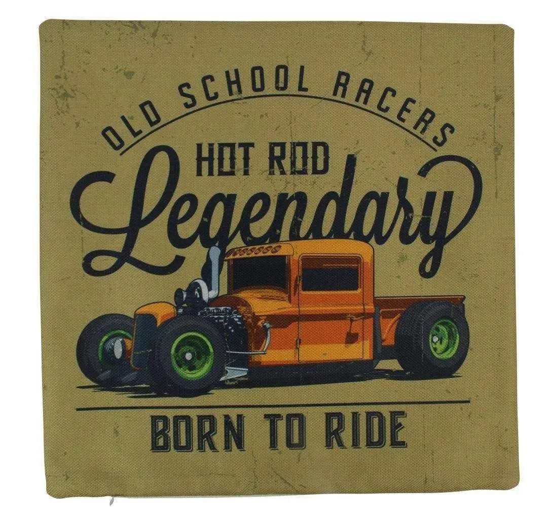 Hot Rod Roadster Orange Throw Pillow