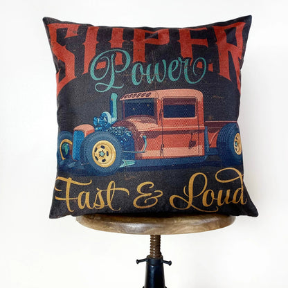 Hot Rod Super Power Throw Pillow