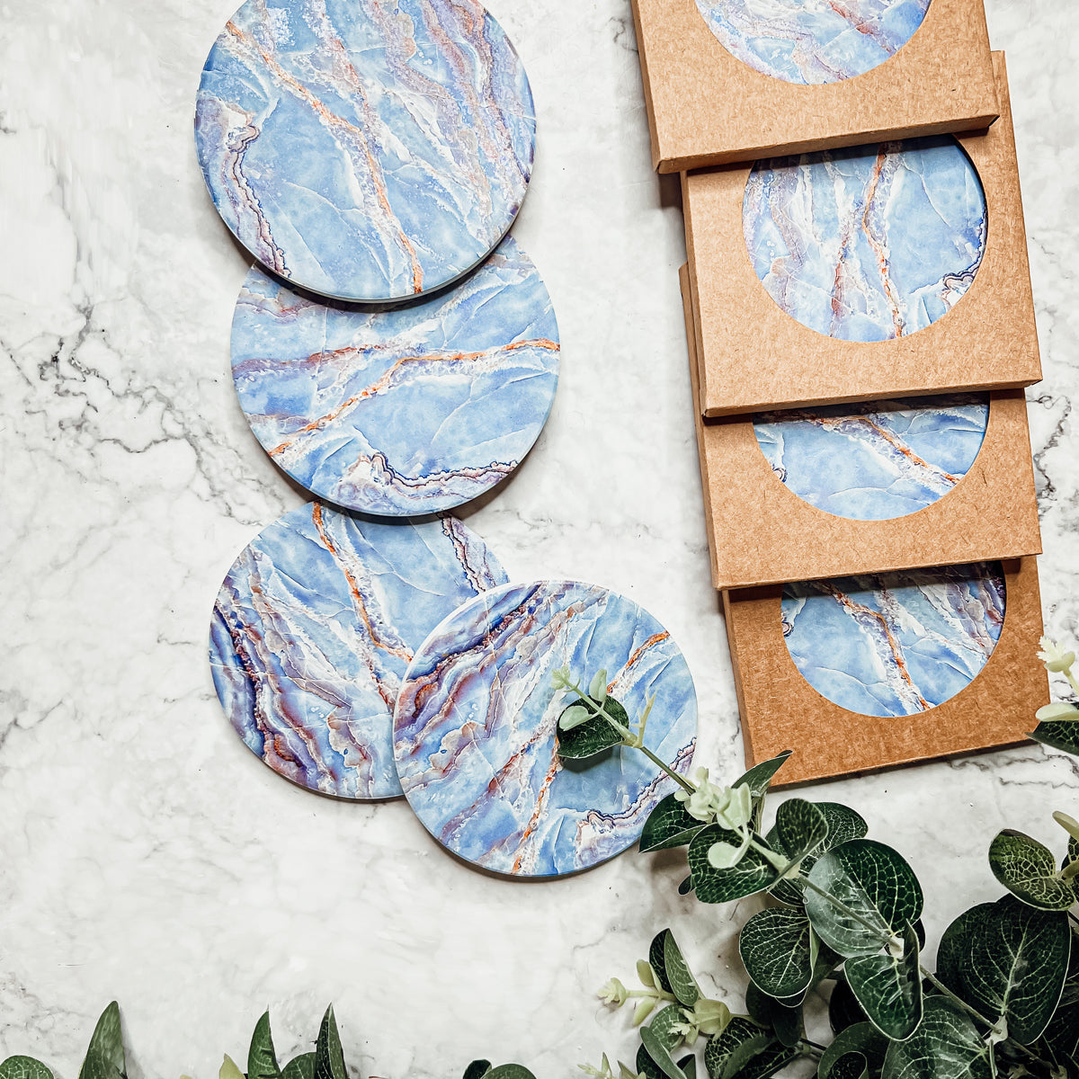 Marble Blue Coasters