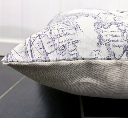 Carta Marina Light Vintage Nautical Toile Dog Cushion by Nauti-dog Handmade