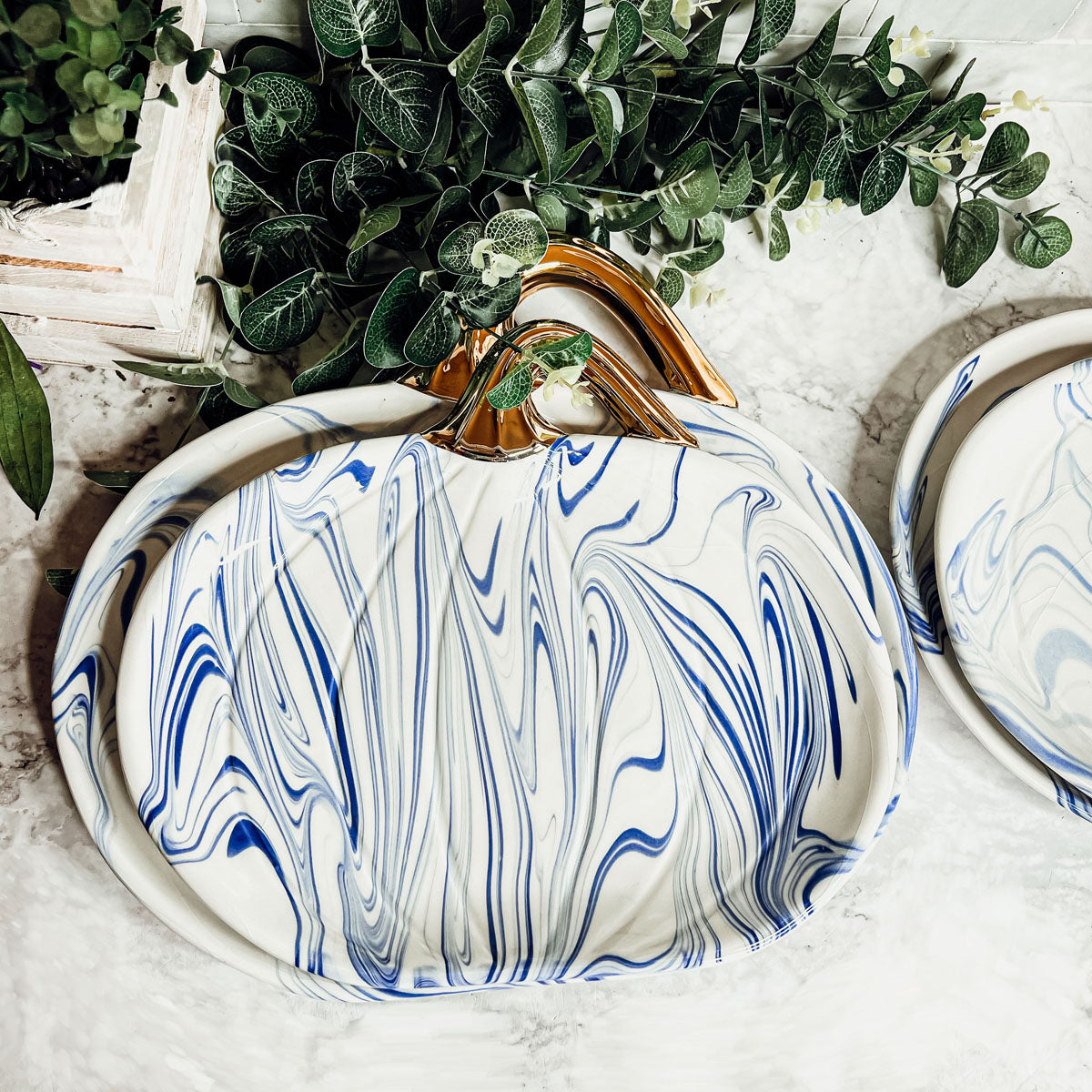 Marbled Blue Pumpkin Plate